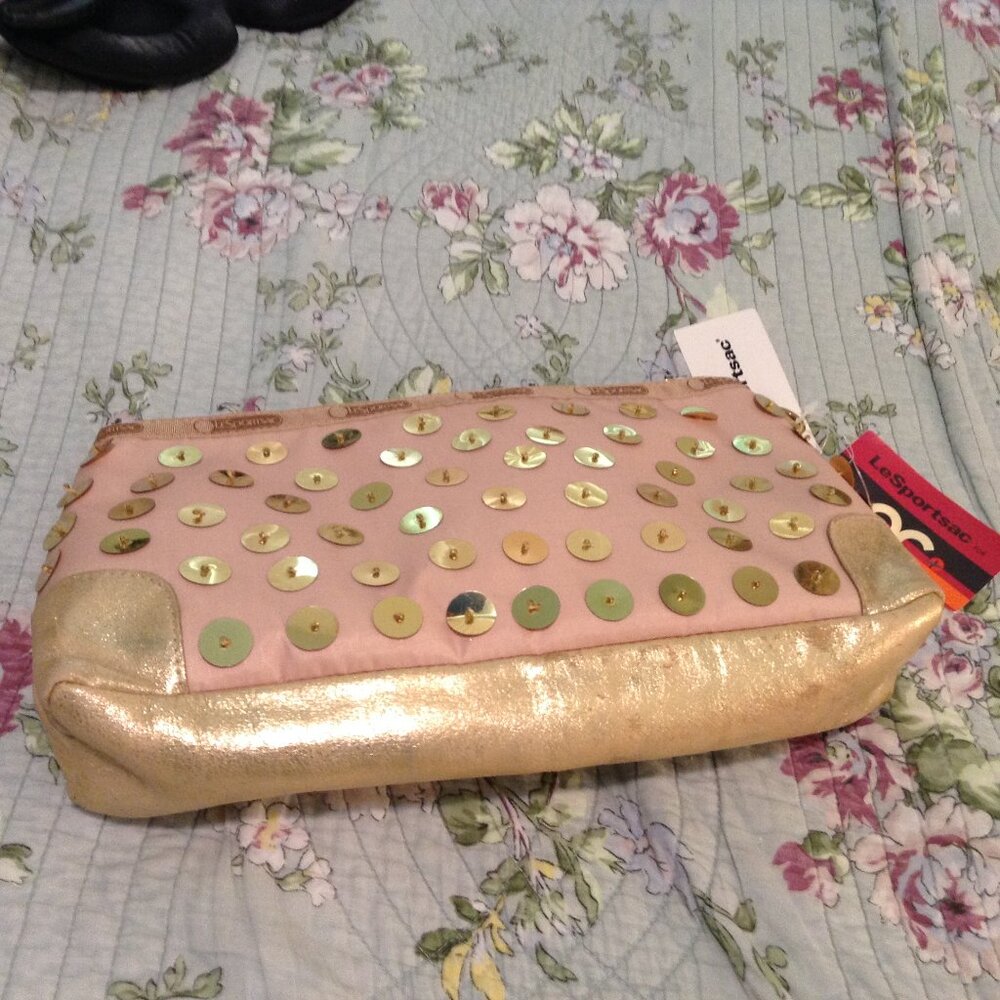 Vintage Y2K Lesportsac The OC Gold Sequined Clutch Purse
